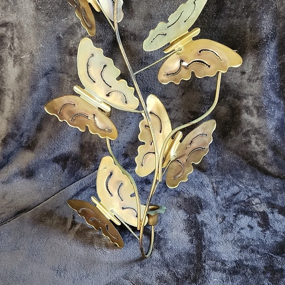 Vintage Brass Butterfly Wall Art  Gold-Copper Fluttering Movement MCM